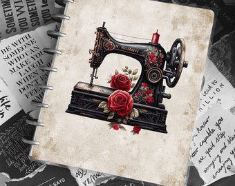 Vintage Sewing Machine Planner Cover | Handmade Journal Cover