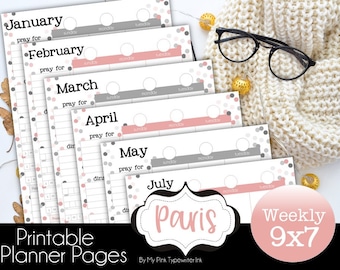 Ricarica per agenda settimanale Paris Collection: pagine stampabili 9x7 (PDF)