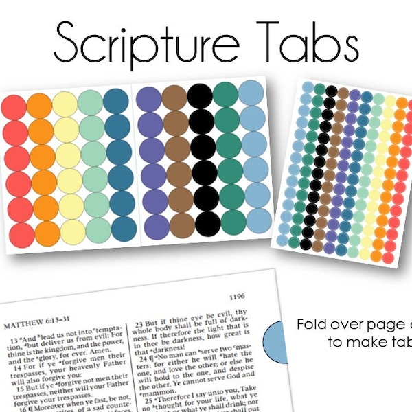 Scripture Marking Tabs | Scripture Study | Seminary | Missionary | Come Follow Me | Scripture Buttons | Vintage Brights Collection