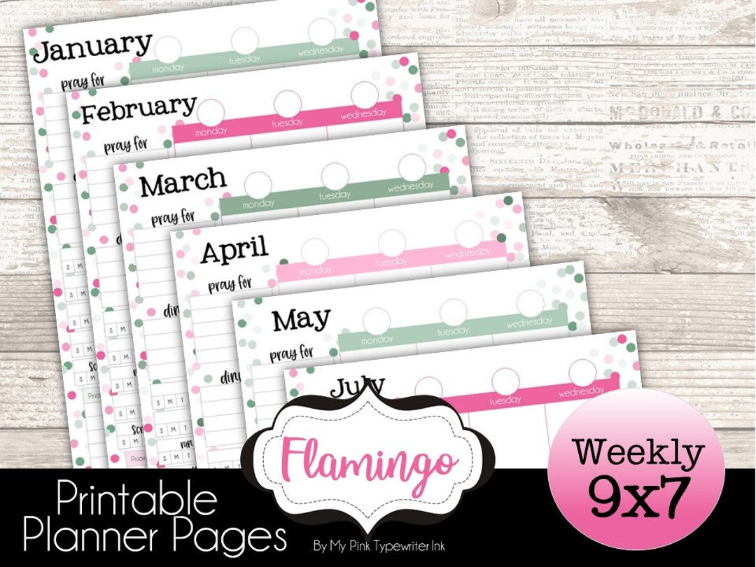 Weekly Planner Printable Page | Happy Planner Classic | Green Pink ...