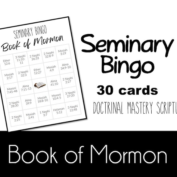 2024 Juego de bingo del Libro de Dominio de la Doctrina de Mormón / Clase de Seminario SUD conjunto de 30 / Imprimible