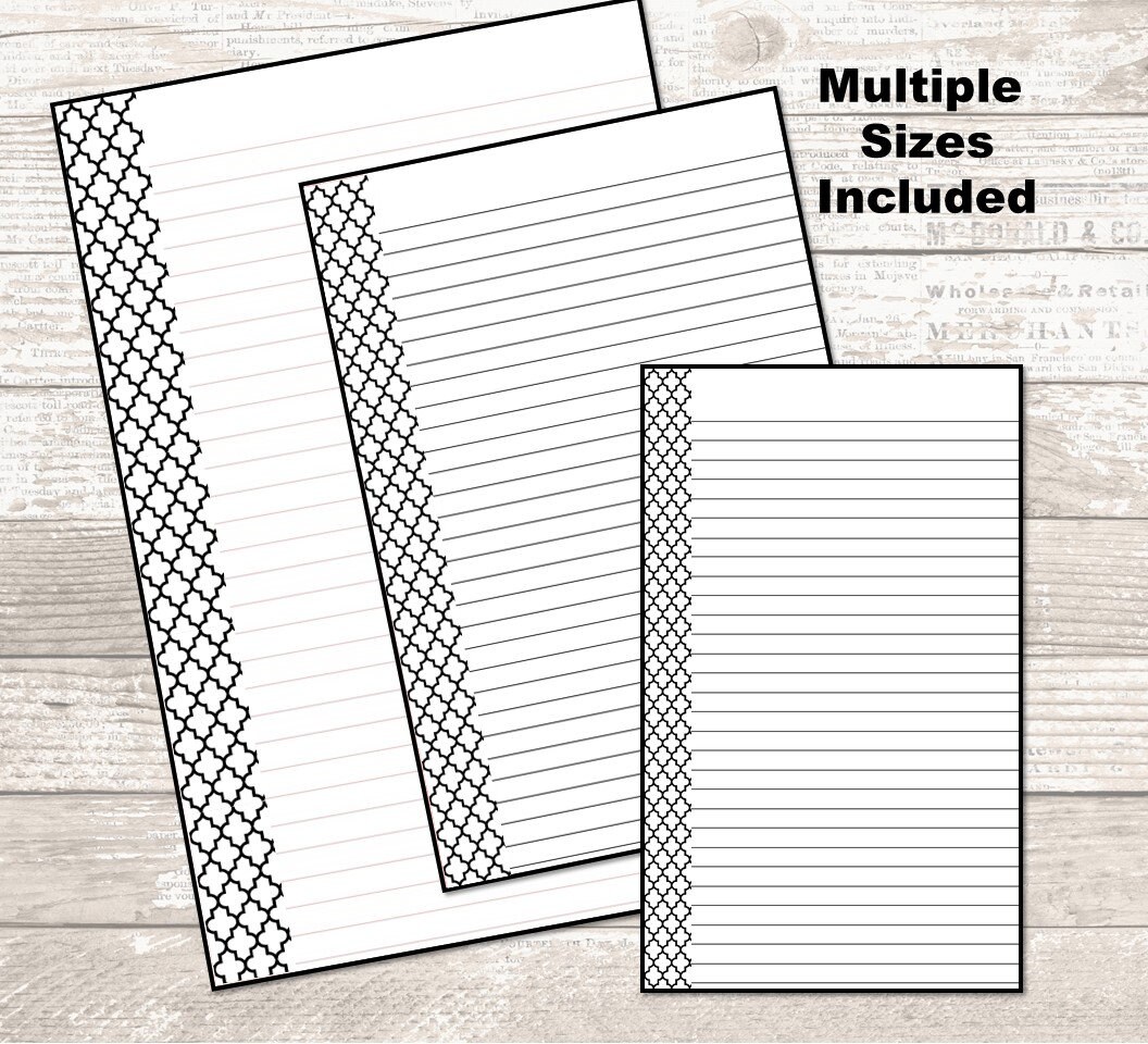 A5 Lined Paper Half Sheets Planner Refill Digital Printable | Etsy