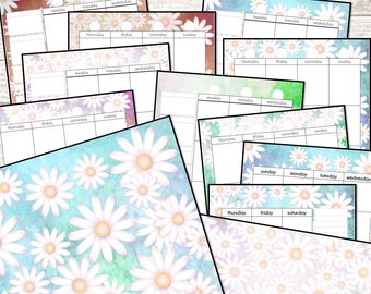 Weekly Daisy Planner Pages, Monday Start, Letter Size