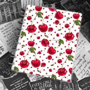 Capa de plástico para caderno Cherryries | Professora | Capa para planejador feliz | Capas com encadernação em disco