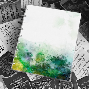 Couverture reliée pour agenda | Enseignant | Fumée verte et aquarelle miroirs