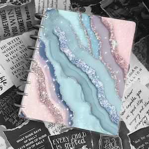 Cuaderno de profesor/Planificador/Cuaderno de plástico con tapa dura en azul y rosa/Brillante/Ágata
