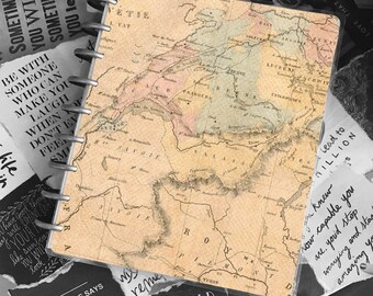 Gebonden omslag | Leraar notitieboek | Planneromslag | Vintage kaart