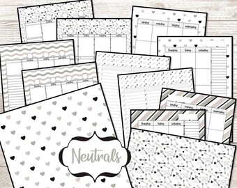 a5 Printable Planner Pages | Entire Bundle | Month Week Bullet Lined | Neutrals