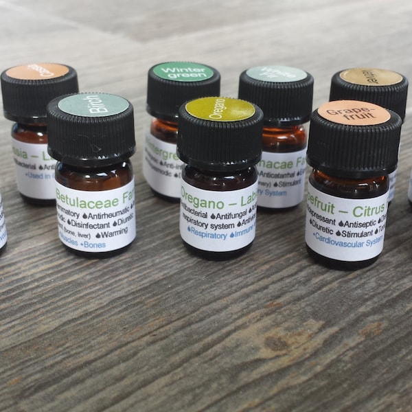 Etiquetas de aceites esenciales: Propiedades medicinales, muestras de 2 ml de DoTerra (EDITABLES)