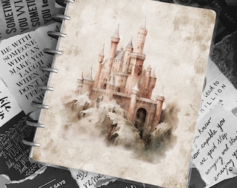 Castillos blancos / Cubierta de cuaderno encuadernada en disco / Cubiertas de agenda / Profesor / Diario / Princesa de cuento de hadas