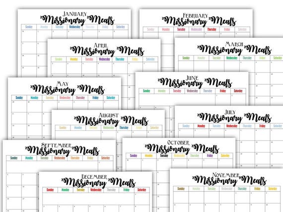 Lds Calendar 2023 Missionary Meals Calendar Sign Up 2022 2023 2024 Monthly | Etsy India