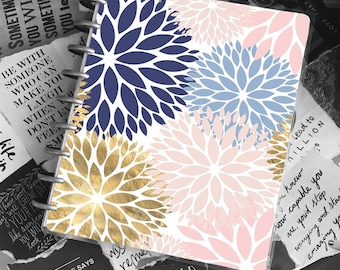 Dahlias Planner Cover: Disc Bound Notebook, Reversible Design