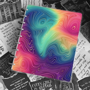 Funda de agenda / Tul Junior / Big Happy Planner / Happy Classic Planner / a5 / Profesor / Levenger / Funda de cuaderno / Remolinos de arcoíris