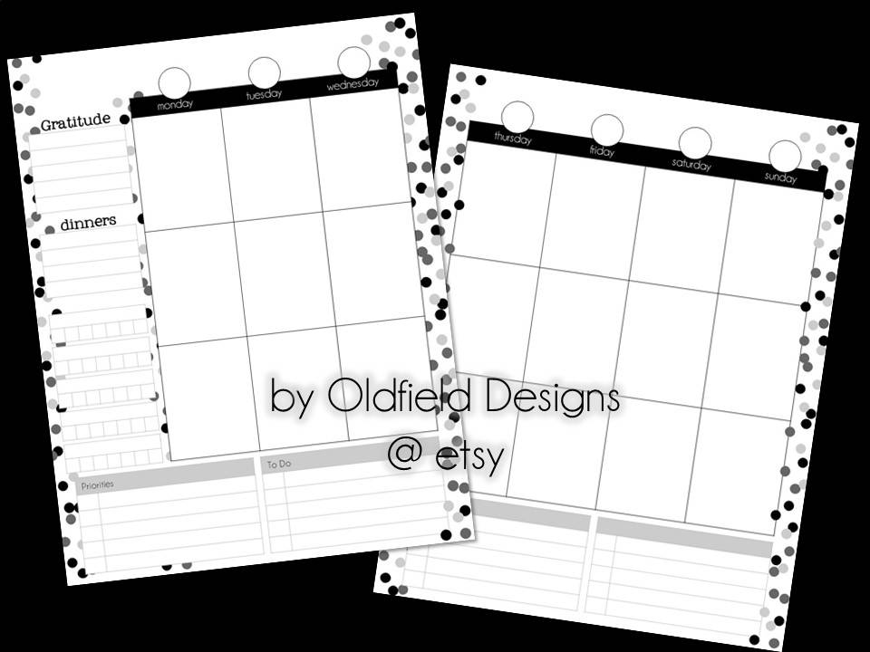 Weekly Printable Planner Pages Black and White - Etsy