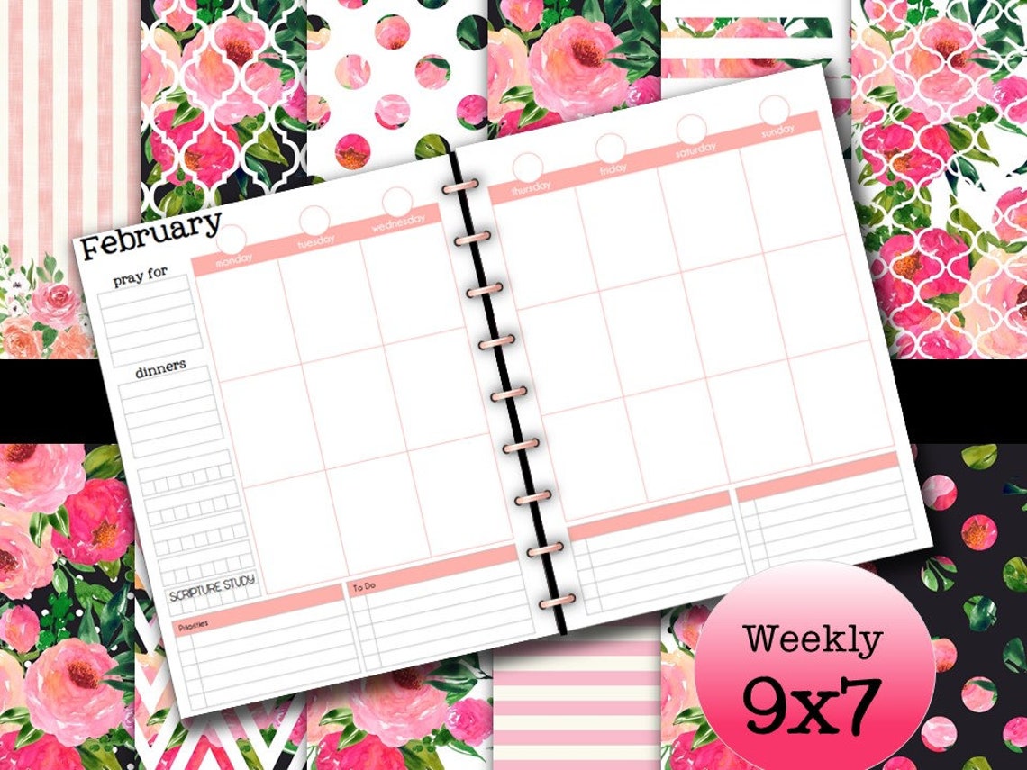 9x7 Weekly Printable Planner Pages Happy Planner Classic - Etsy