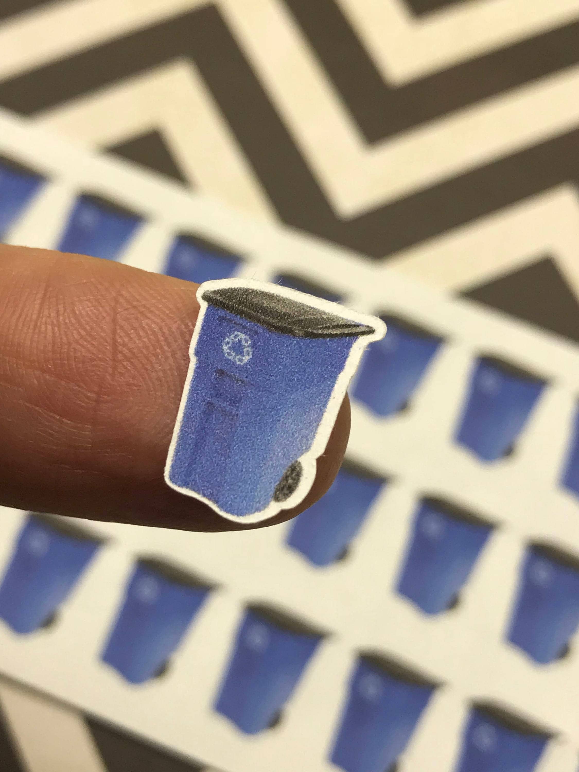 Blue Recycle Bin Sticker Trash Can Garbage Day Planner Etsy