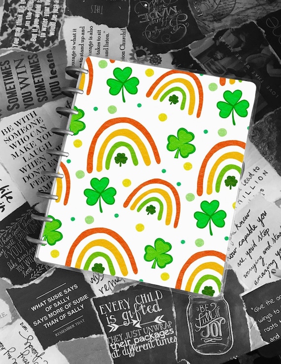 March Planner Cover Custom Sizes Big Happy Planner St Patricks Day Rainbow  