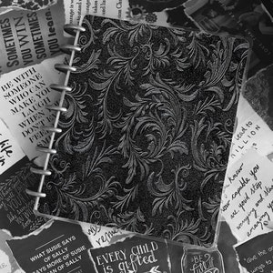 Embossed Velvet Planner Cover | Disc Bound Plastic Cover | Teacher Notebook