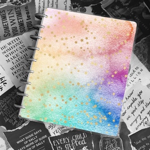 Portada de agenda con diseño de galaxia en acuarela / Diario basura / Agenda clásica alegre / A5 / Portada de cuaderno / Tul Junior / Cuaderno para profesores