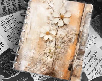 Custom Art Journal Cover: Floral Planner, Discbound Notebook