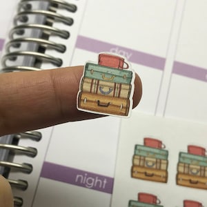 Stacked Suitcase Stickers - luggage - vacation - trip - watercolor - planner sticker - clip art - hand drawn - Best Seller 2021