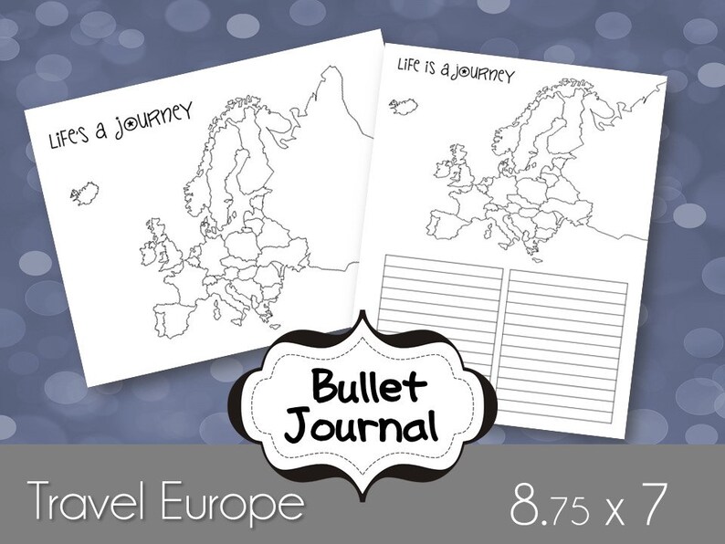 Europe Travels Bullet Journal Printable Pages Etsy