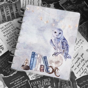 Celestial Owls Planner Cover | Disc Bound Plastic Cover | Teacher Notebook