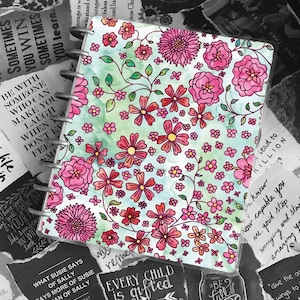 Copertina per planner / Copertina per quaderno con rilegatura a disco / Acquerello floreale
