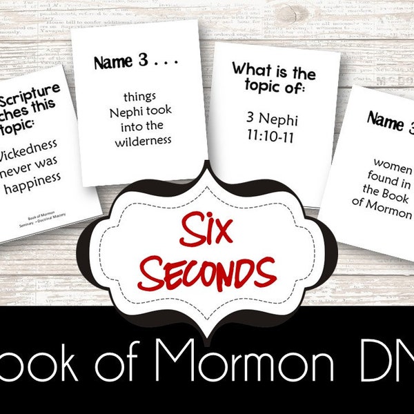Juego de Dominio de la Doctrinal de Seis Segundos / Libro de Mormón / Clase de Seminario SUD / Imprimible / Juego de 6 segundos