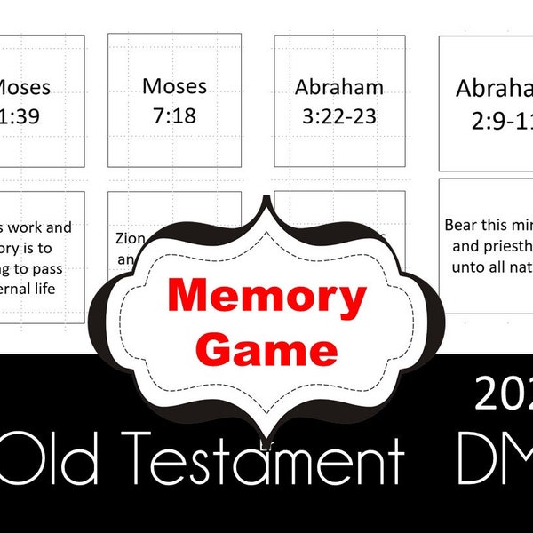 Old Testament Memory Game Cards - 26 Doctrinal Mastery Scriptures - 54 Cards Total - Seminary