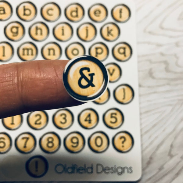 Autocollants alphabétiques | Clés de machine à écrire | Steampunk | millésime | Cercle jaune