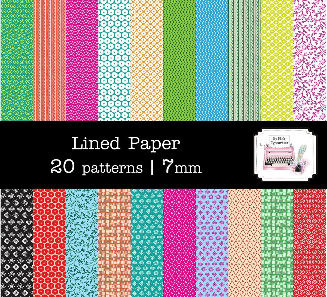 A5 Lined Paper: Colorful Patterns, Journal Refill (digital Printable ...