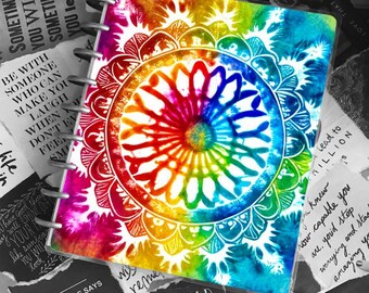 Tie Dye Lotus Disc Bound Planner Cover | Teacher Notebook | Yoga
