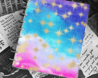 Watercolor Celestial Planner Cover: Rainbow Stars, Astrology Design