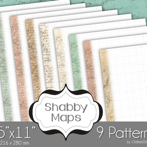 Bullet Journal Dot Grid Printable Planner Pages - Planner Extender - Shabby Map Collection