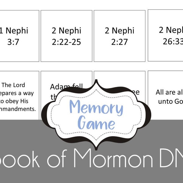 Book of Mormon Doctrinal Mastery Game Cards | Matching Game | Jeopardy | 3x3 sticky note size | updated 2024