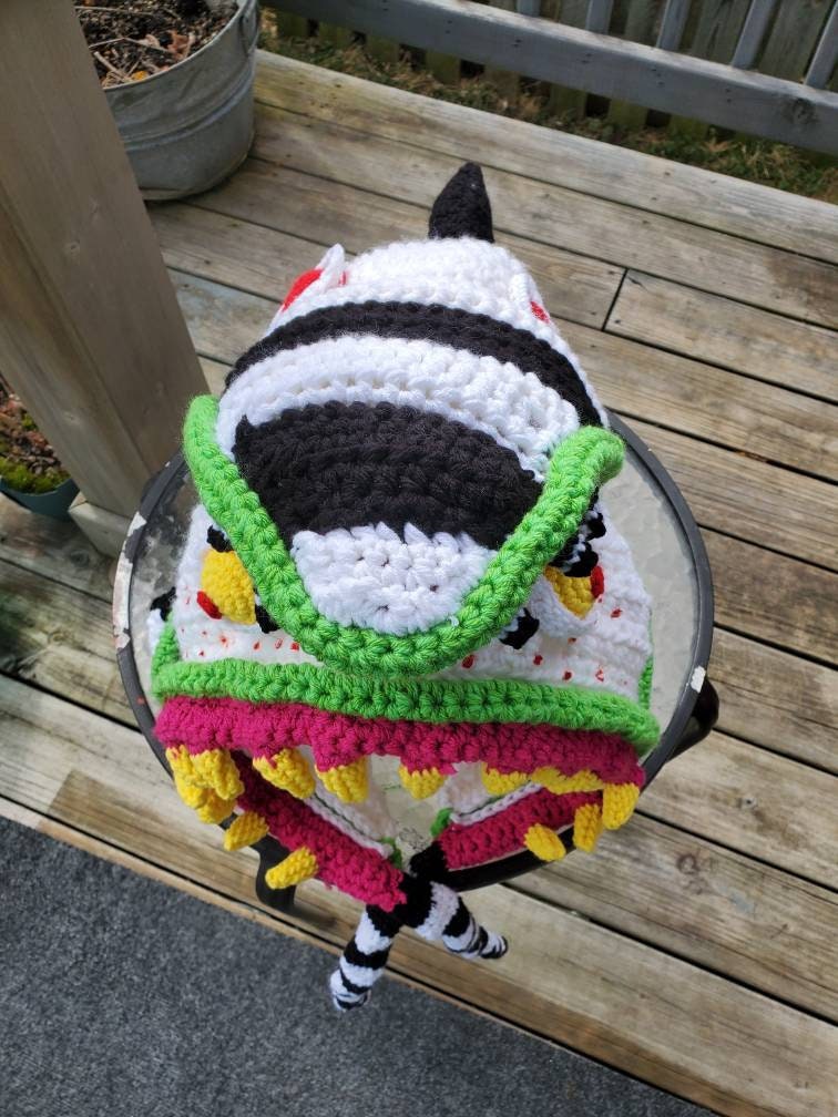 Handmade sandworm hood, adult, acrylic Sandworm Hood, Beetle Juice, Cosplay Fantasy Hood, Crocheted  main image 4