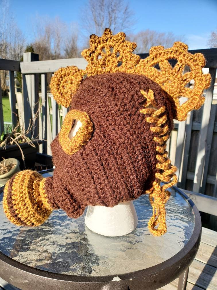 Steampunk Crocheted Gas Mask, Gas Mask, Golden Mask - Etsy display picture 3