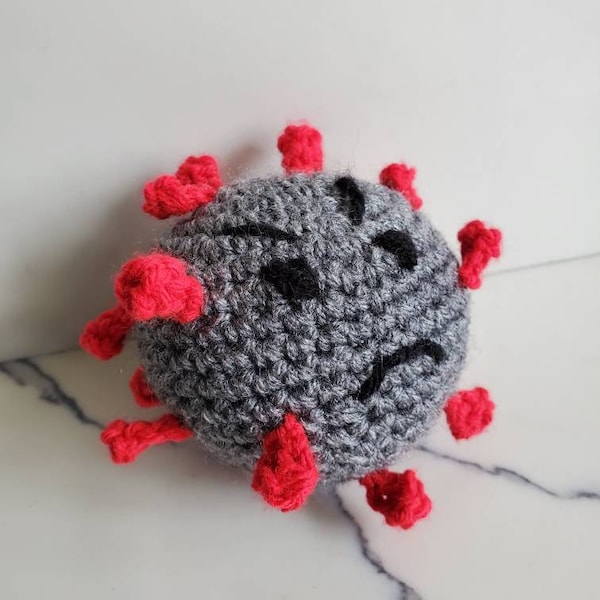 Germ amigurumi, crocheted germ toy, virus toy, germ teaching tool, pandemic germ, first pandemic prop