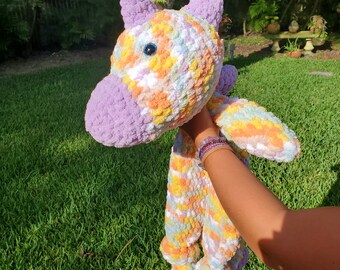 Dinosaur Cuddler Pattern.  Digital file, Dino lovie,, knotted