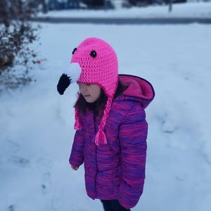 Flamingo hat, crocheted flamingo, pink flamingo