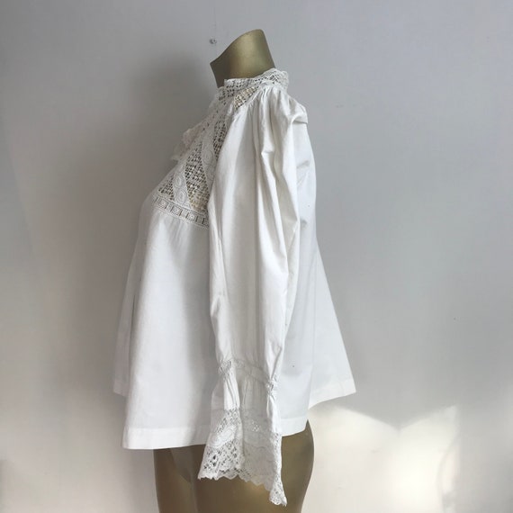 Edwardian White Cotton Lace Shirt - image 7