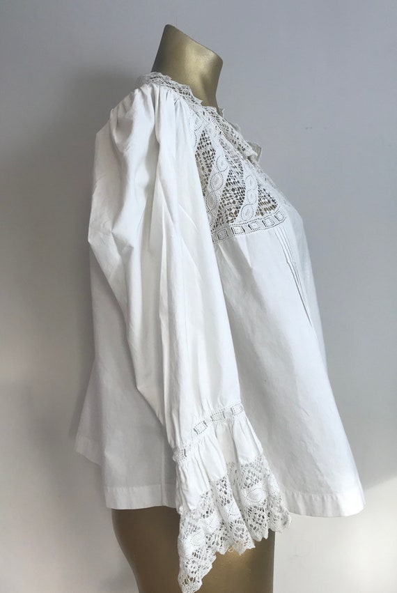 Edwardian White Cotton Lace Shirt - image 4