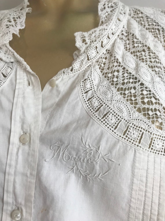 Edwardian White Cotton Lace Shirt - image 2