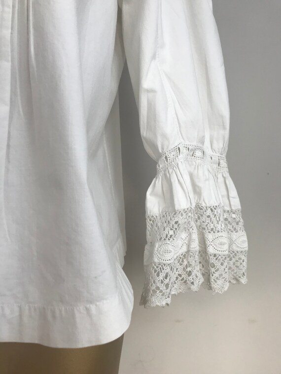 Edwardian White Cotton Lace Shirt - image 3