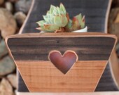 Miniature succulent planter - air plant holder - Rose gold Copper Modern decor - Reclaimed wood wall hanging Vertical garden - Indoor small