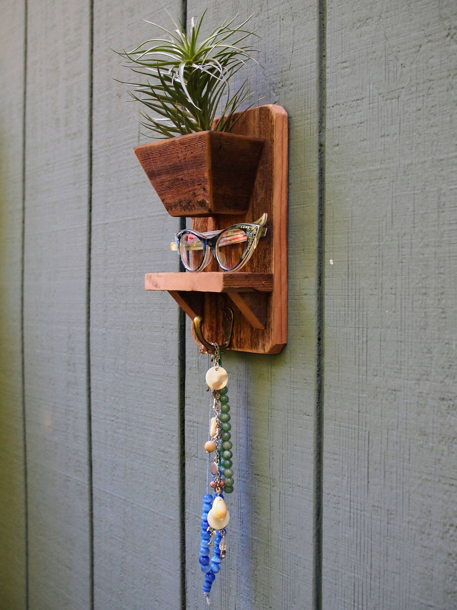 Reclaimed Wood Wall Hanging Planter With Shelf Hook Smaller Etsy