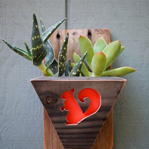 Outdoor Succulent Wall Planter - Reclaimed Wood Planter for Wall with Chipmunk Cutout