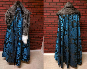Northman inspired cosplay cloak, Sansa Stark costume cape, Jon Snow cloak, medieval fantasy cloak with faux pelt