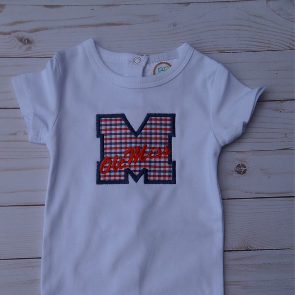 Ole Miss Rebels bodysuit; Baby layette; Ole Miss game day; Baby Shower Present; New baby gift; Newborn pictures; red and blue; Hotty Toddy